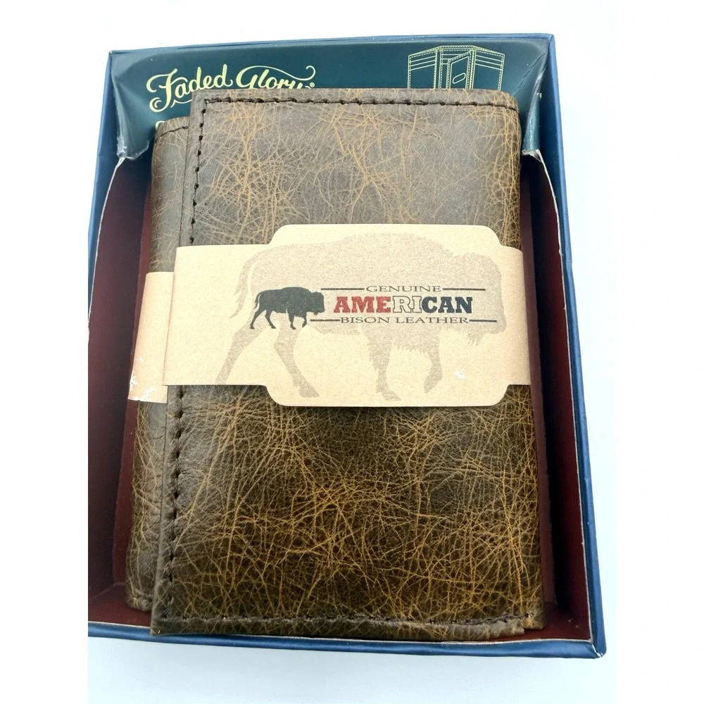 Faded Glory Men's American Bison Leather Trifold Wallet